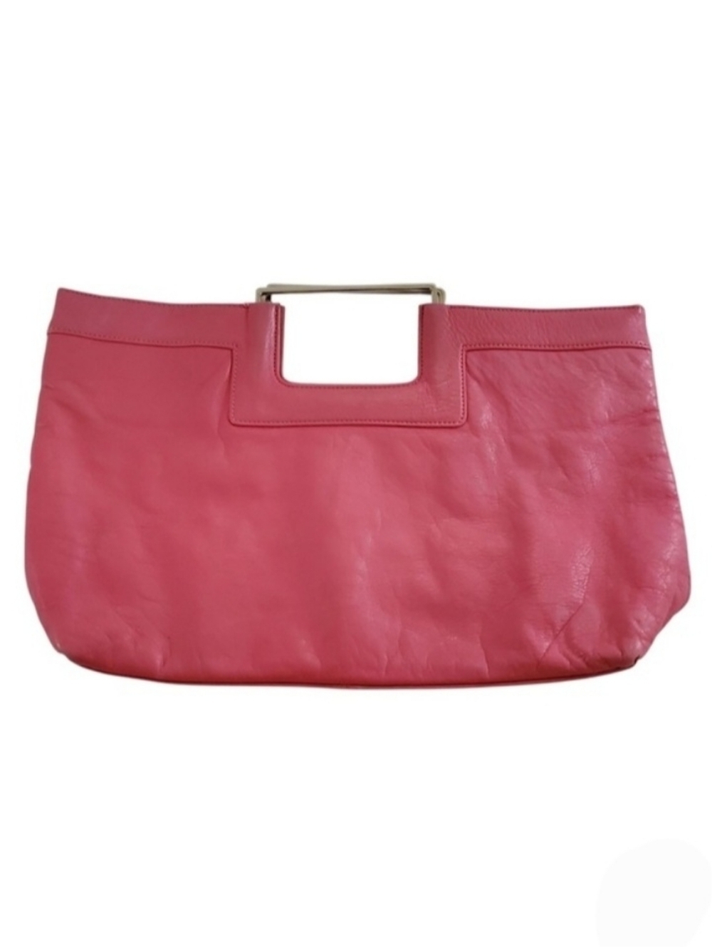 Banana Republic Leather Handbag Bubblegum Pink Metal Square Handles